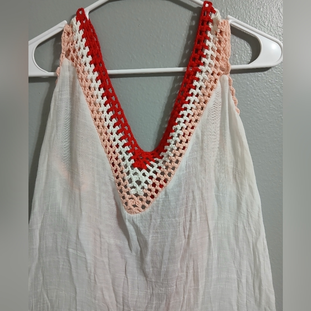 Cupshe White and Pink Ruffle Hem Swim Coverup - Picture 6 of 13